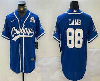 Men%27s Dallas Cowboys #88 CeeDee Lamb Light Blue 1960 Patch Stitched Cool Base Nike Baseball Jersey->dallas cowboys->NFL Jersey